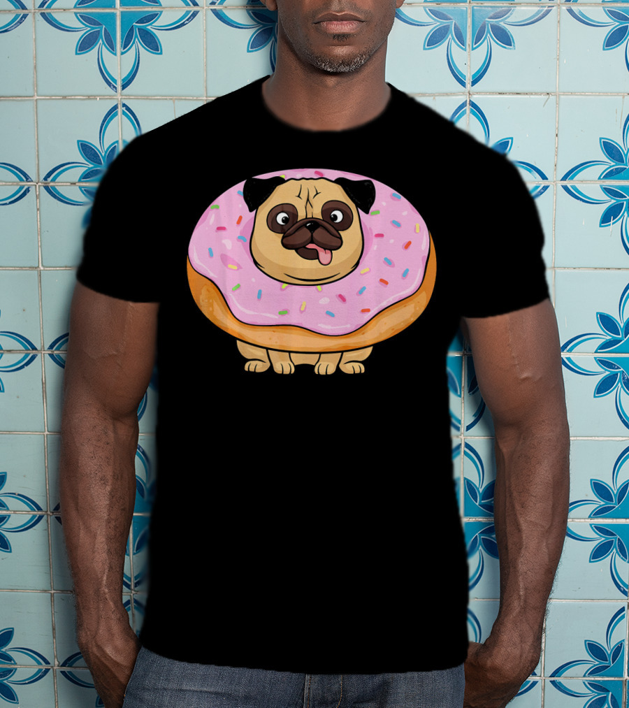 Cute Doughnut Pug Wearing A Donut Costume Sprinkles T-Shirt