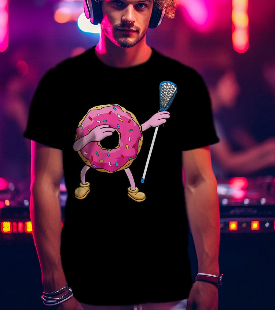 Dabbing Donut Playing Lacrosse With Sprinkles T-Shirt