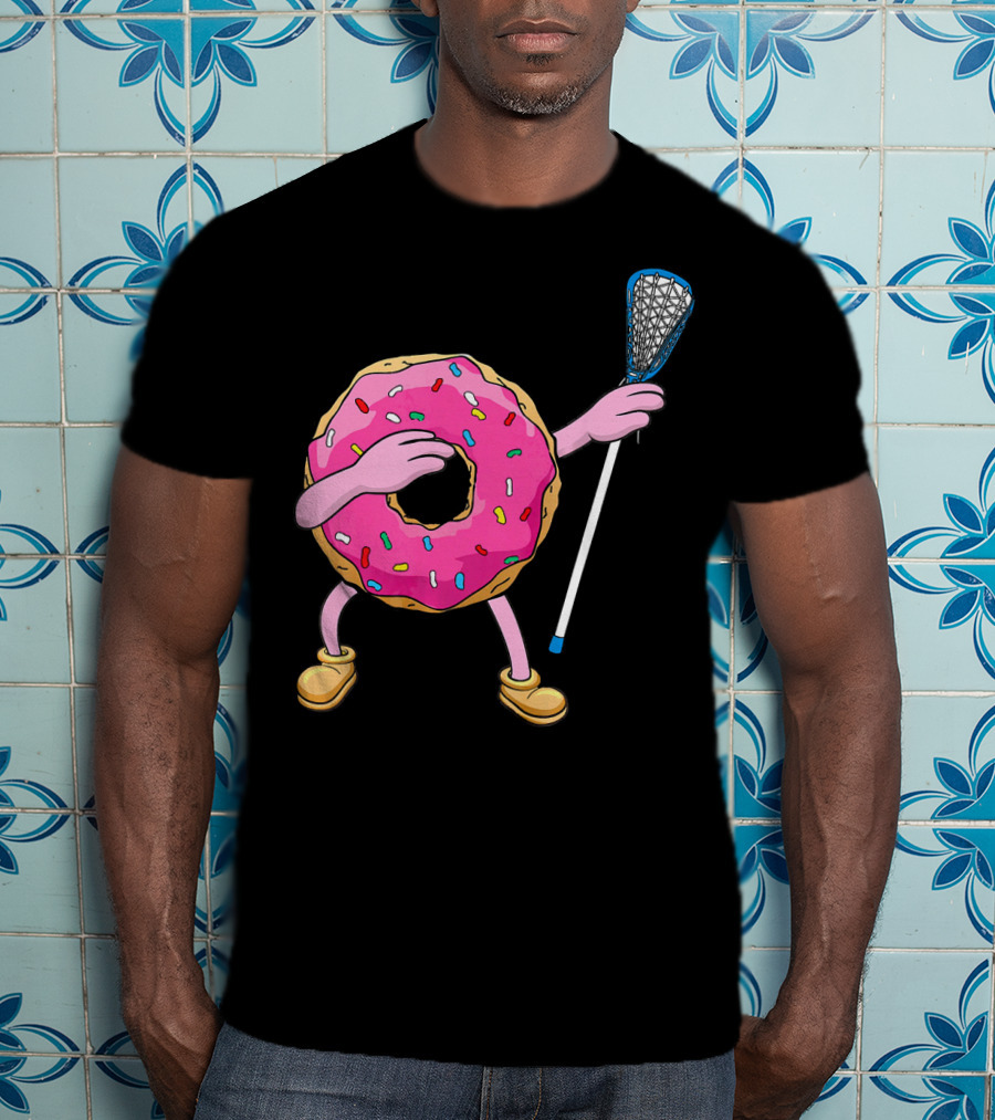 Dabbing Donut Playing Lacrosse With Sprinkles T-Shirt
