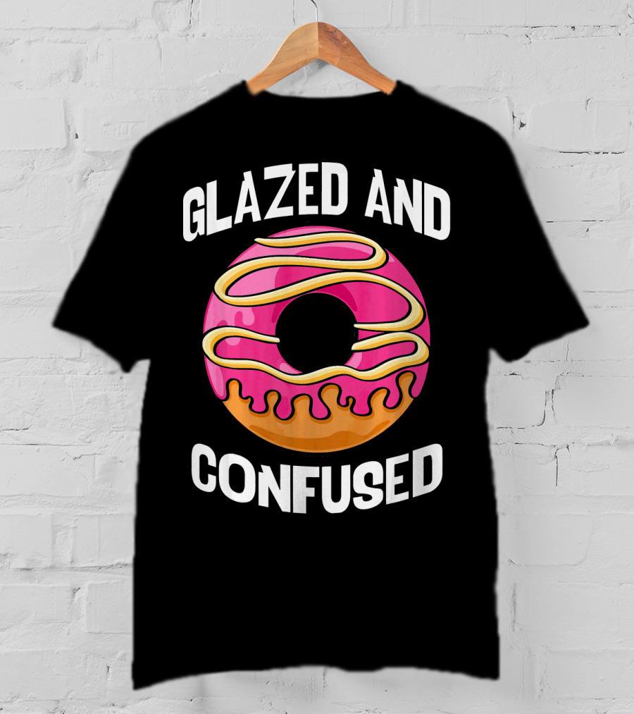 Glazed And Confused Pink Donut With Dripping Icing T-Shirt