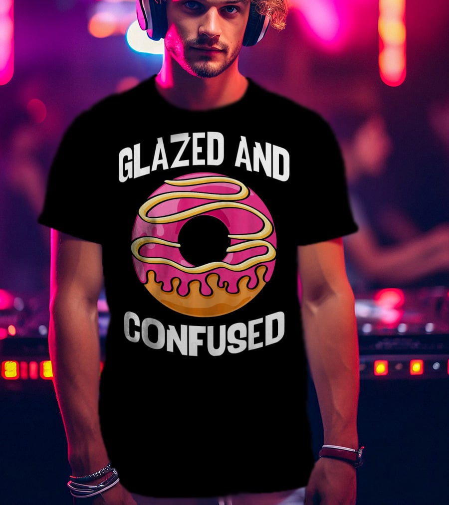 Glazed And Confused Pink Donut With Dripping Icing T-Shirt