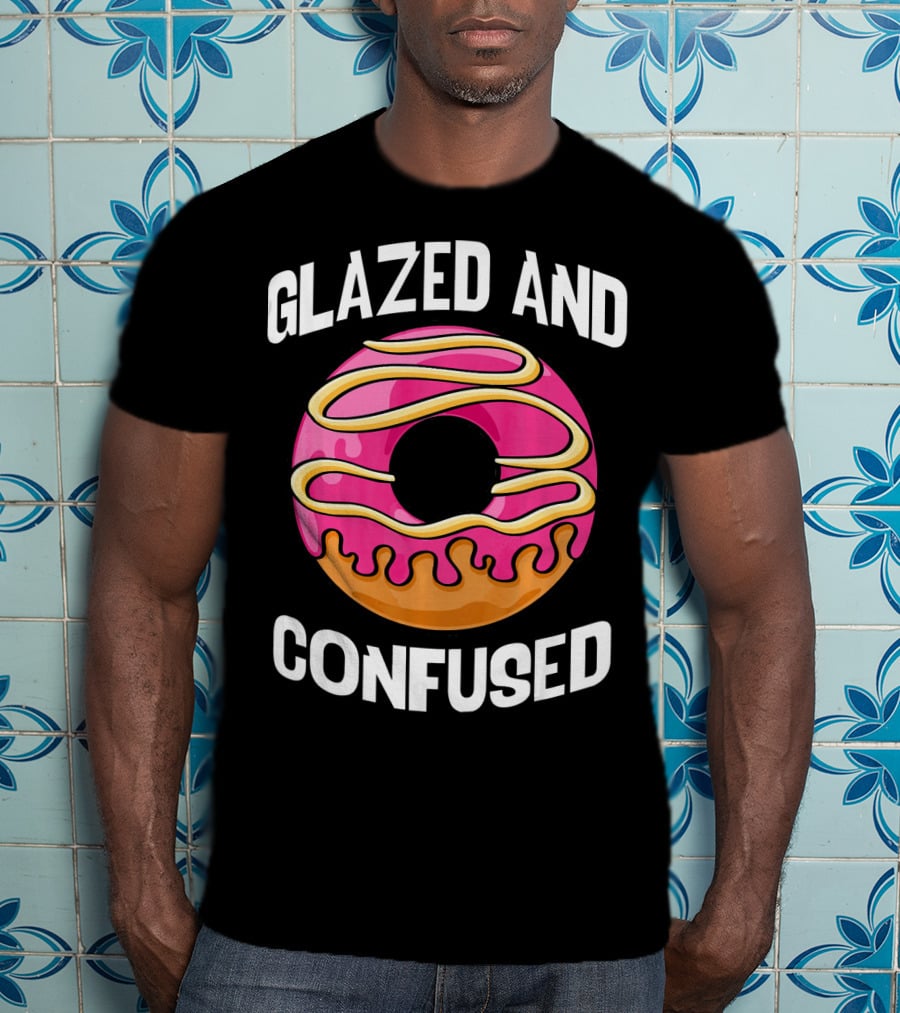 Glazed And Confused Pink Donut With Dripping Icing T-Shirt