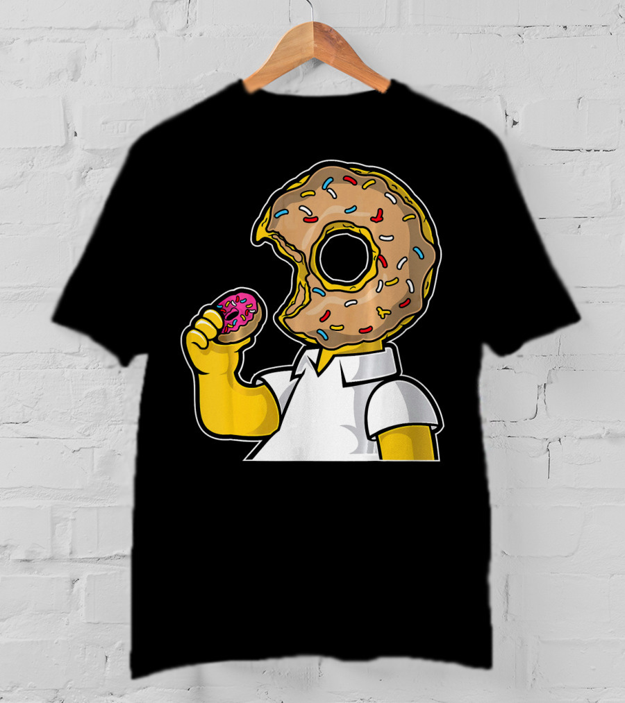 MMMM Donuts Head Character With Classic Sprinkles And Pink Frosted Bite T-Shirt