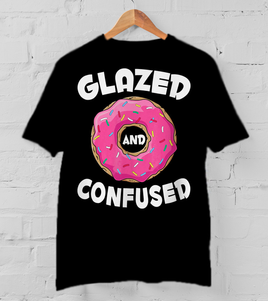 Glazed And Confused Funny Donut Lovers Pink Sprinkles T-Shirt