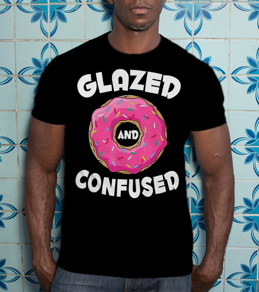 Glazed And Confused Funny Donut Lovers Pink Sprinkles T-Shirt