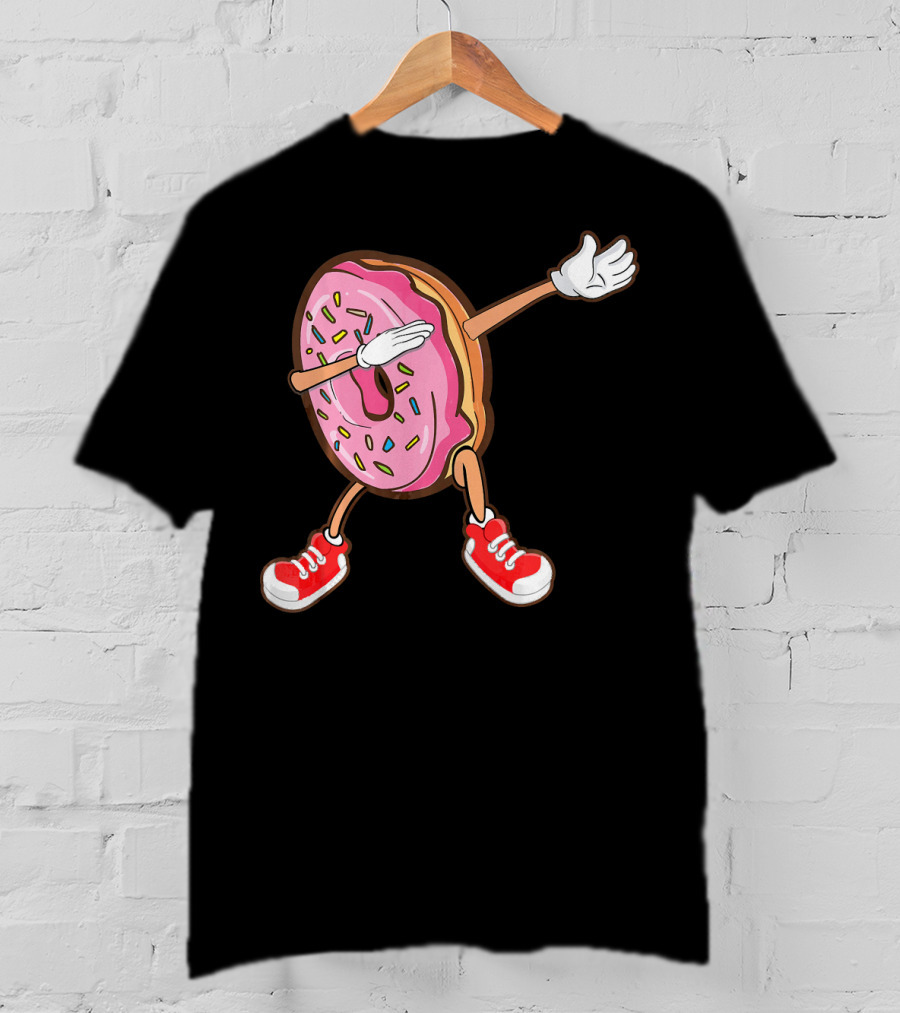 Dabbing Strawberry Frosted Donut With Sprinkles And Red Sneakers T-Shirt
