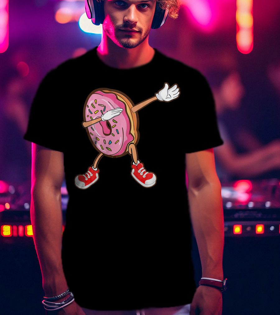 Dabbing Strawberry Frosted Donut With Sprinkles And Red Sneakers T-Shirt