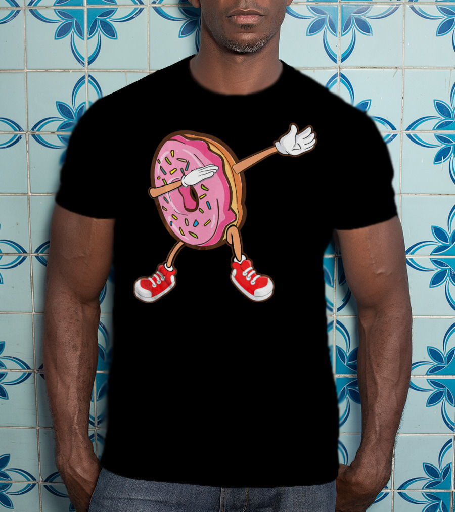 Dabbing Strawberry Frosted Donut With Sprinkles And Red Sneakers T-Shirt