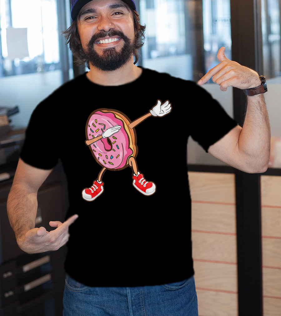 Dabbing Strawberry Frosted Donut With Sprinkles And Red Sneakers T-Shirt