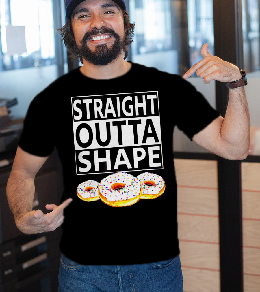 Straight Outta Shape Funny Workout Donut T-Shirt