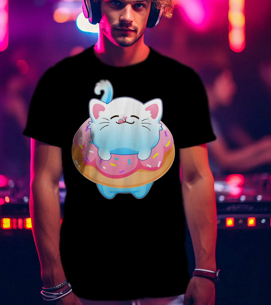 Donut Cat Kitty Lovers Sprinkled Sweet Treat Feline Delight T-Shirt