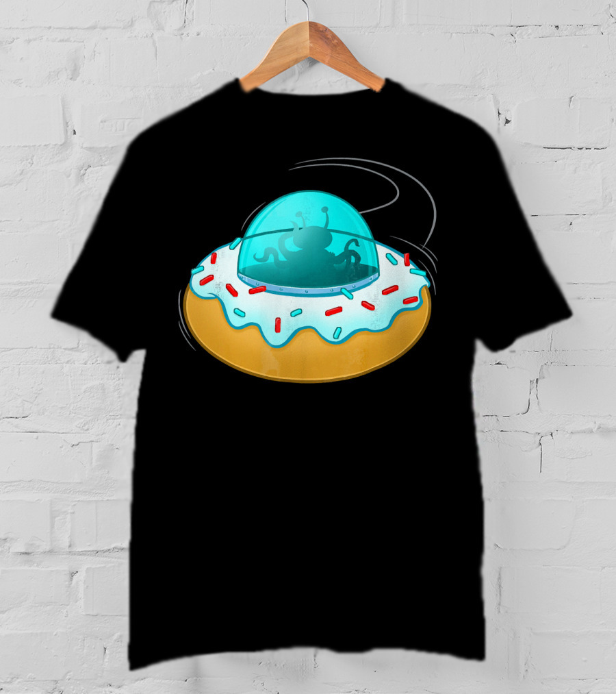 Funny UFO Donut With Cute Alien Sprinkles T-Shirt