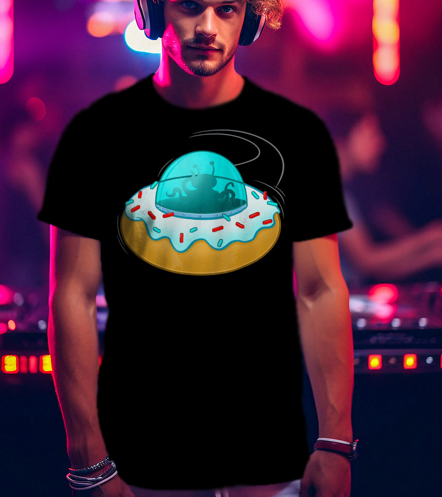 Funny UFO Donut With Cute Alien Sprinkles T-Shirt