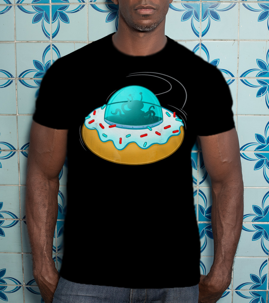Funny UFO Donut With Cute Alien Sprinkles T-Shirt