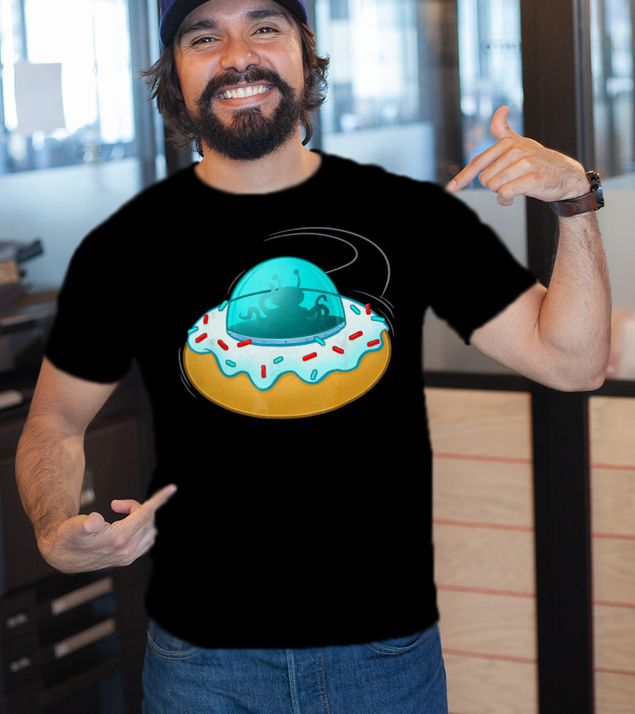 Funny UFO Donut With Cute Alien Sprinkles T-Shirt