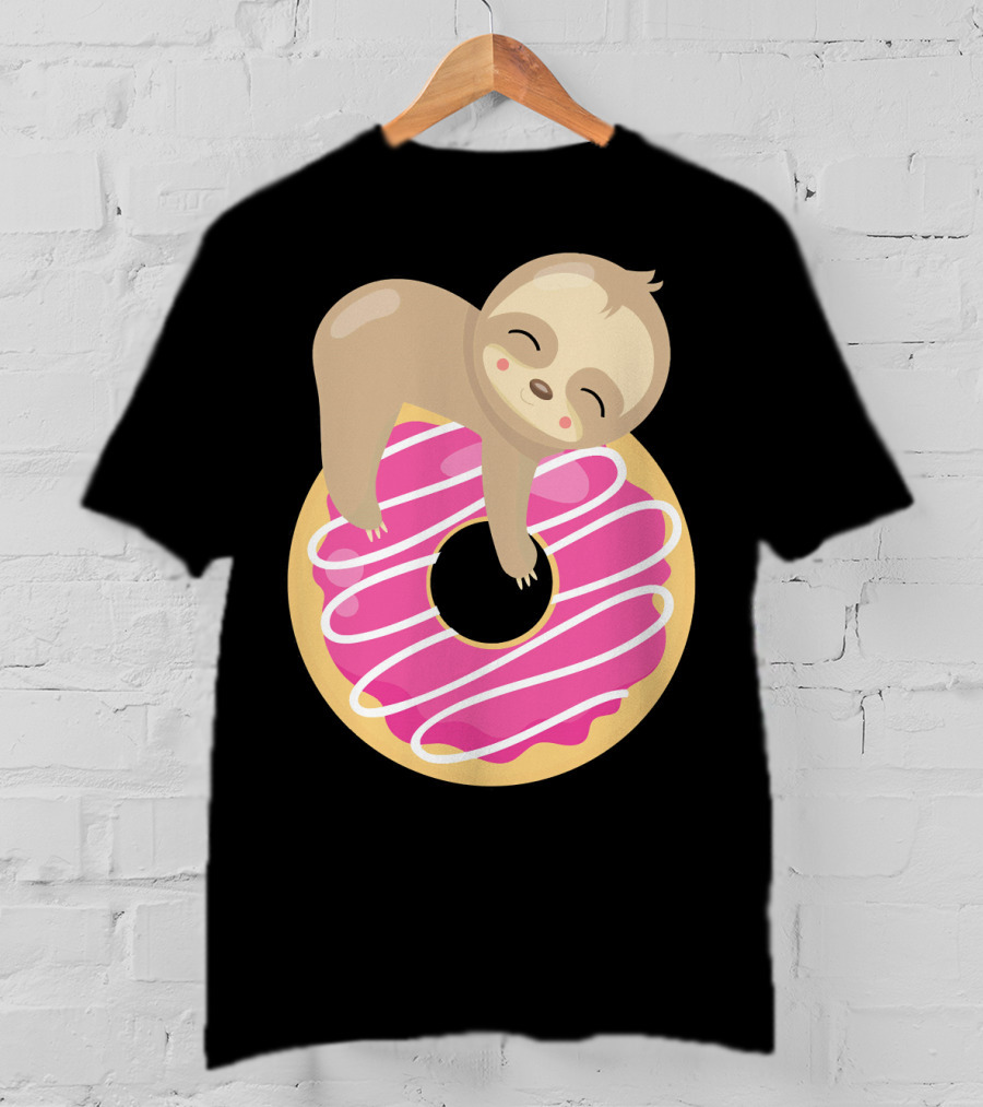 Sloth Donut Funny Animal Cute Pink Pastry Delight T-Shirt