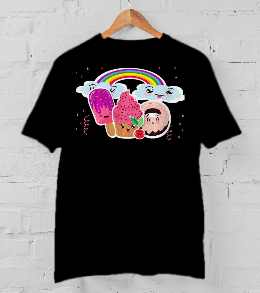 Funneh Cute Kids Halloween Ice Cream Love Rainbow Clouds Magic T-Shirt