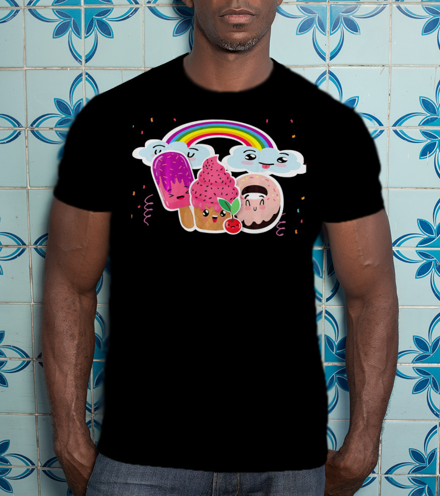 Funneh Cute Kids Halloween Ice Cream Love Rainbow Clouds Magic T-Shirt