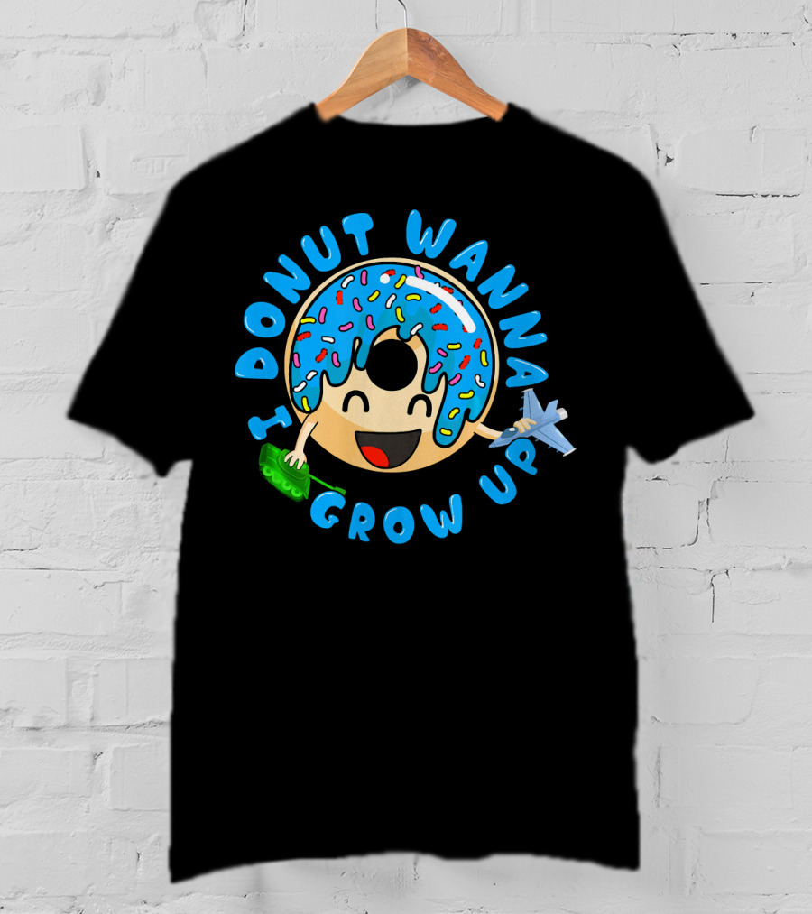 I Donut Wanna Grow Up Funny Kid Donut Sprinkles Airplane Money T-Shirt