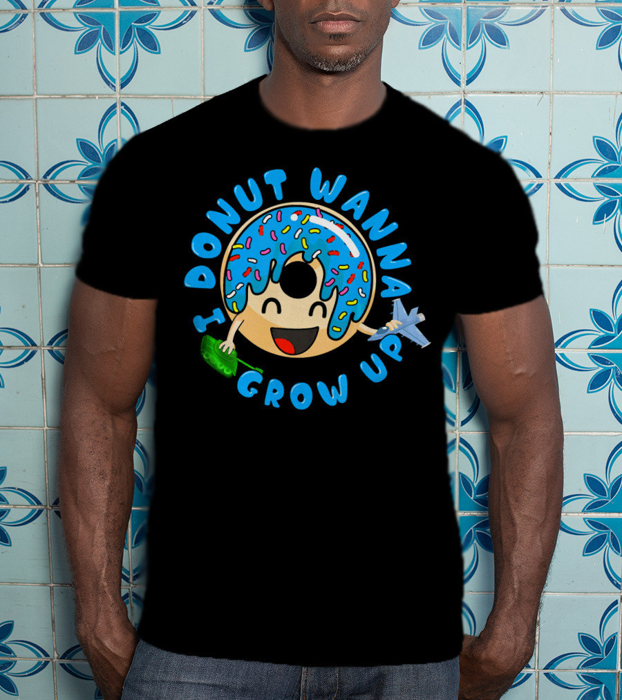 I Donut Wanna Grow Up Funny Kid Donut Sprinkles Airplane Money T-Shirt