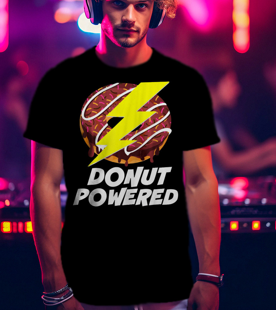 Donut Powered Lightning Bolt Donut With Sprinkles T-Shirt