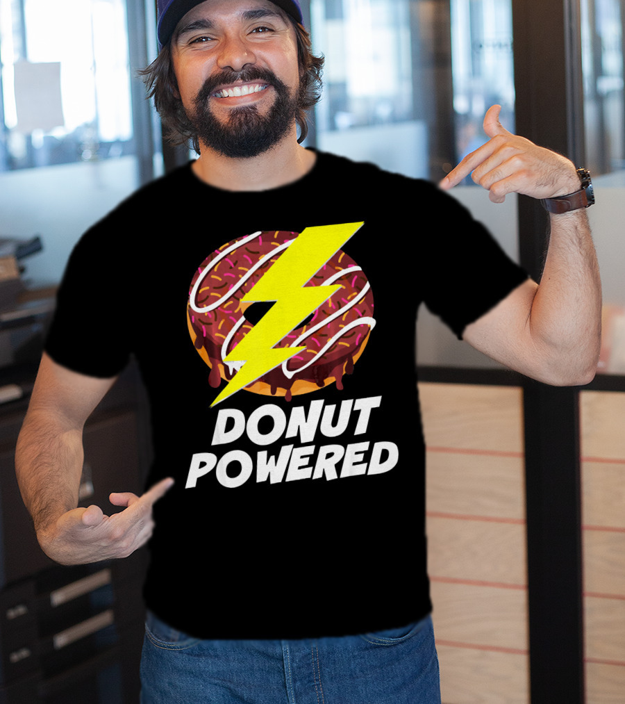Donut Powered Lightning Bolt Donut With Sprinkles T-Shirt