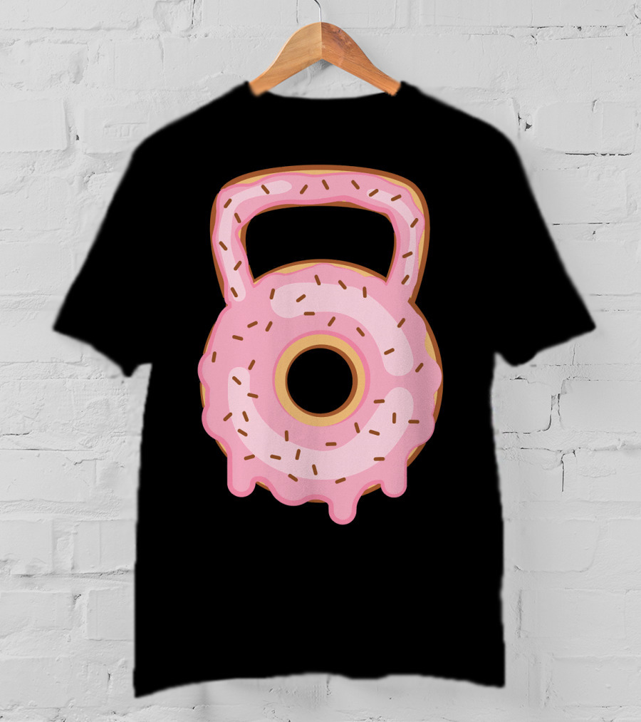 Kettlebell Donut Lover Gym Workout Pink Sprinkles T-Shirt