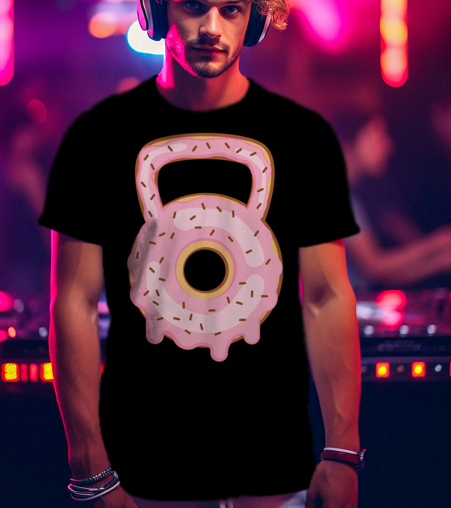 Kettlebell Donut Lover Gym Workout Pink Sprinkles T-Shirt