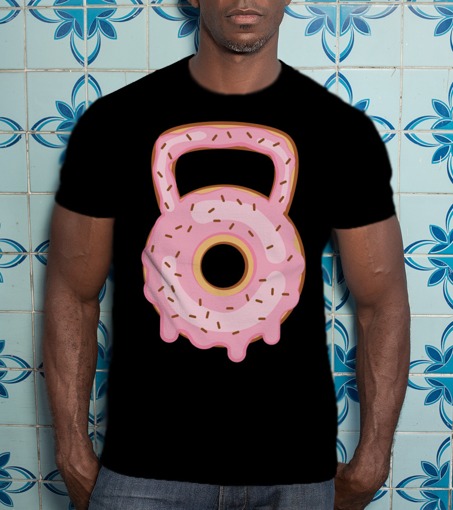 Kettlebell Donut Lover Gym Workout Pink Sprinkles T-Shirt