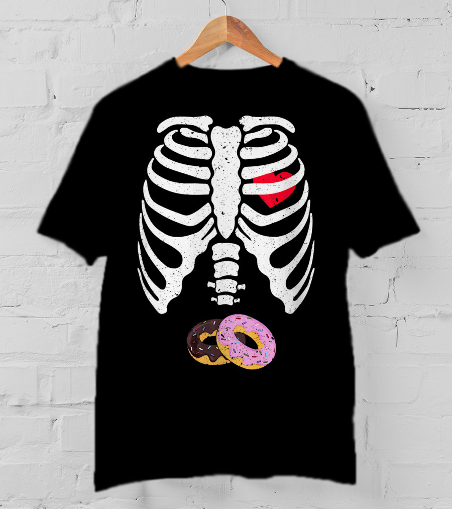 Halloween Pregnancy Skeleton Donut Baby Costume T-Shirt