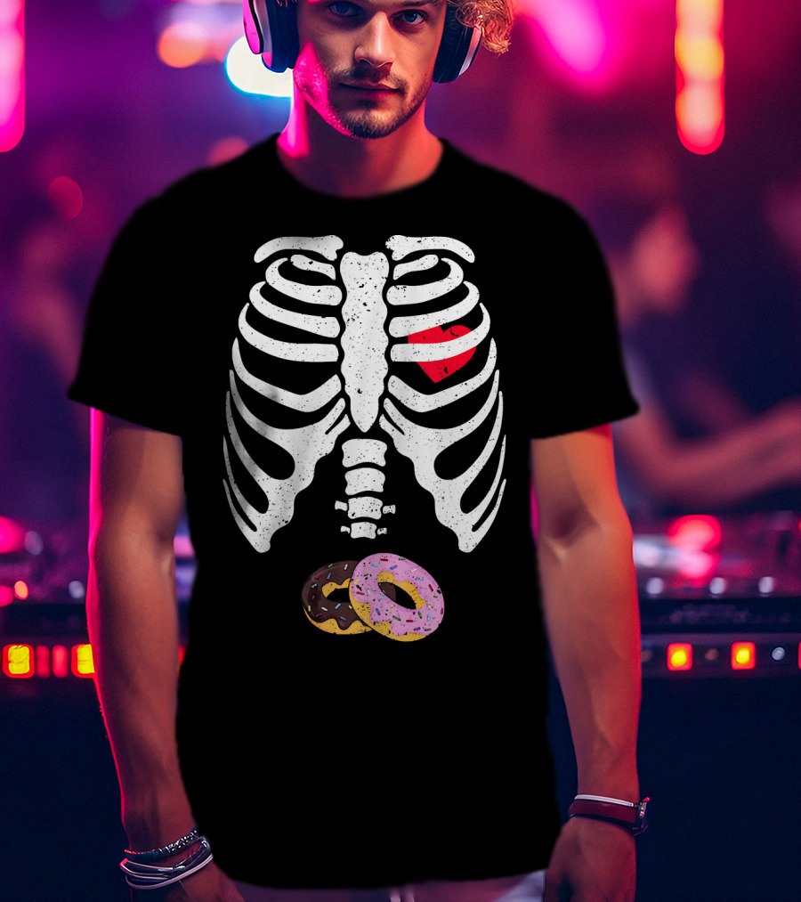 Halloween Pregnancy Skeleton Donut Baby Costume T-Shirt