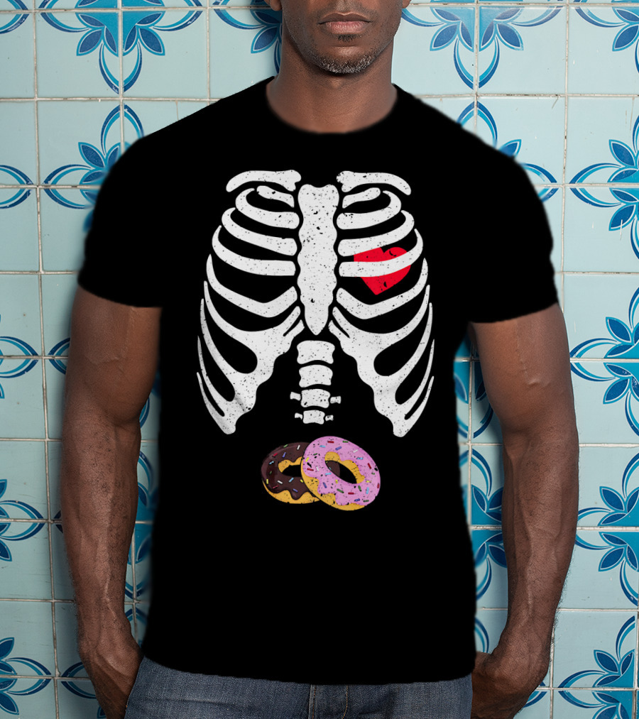 Halloween Pregnancy Skeleton Donut Baby Costume T-Shirt