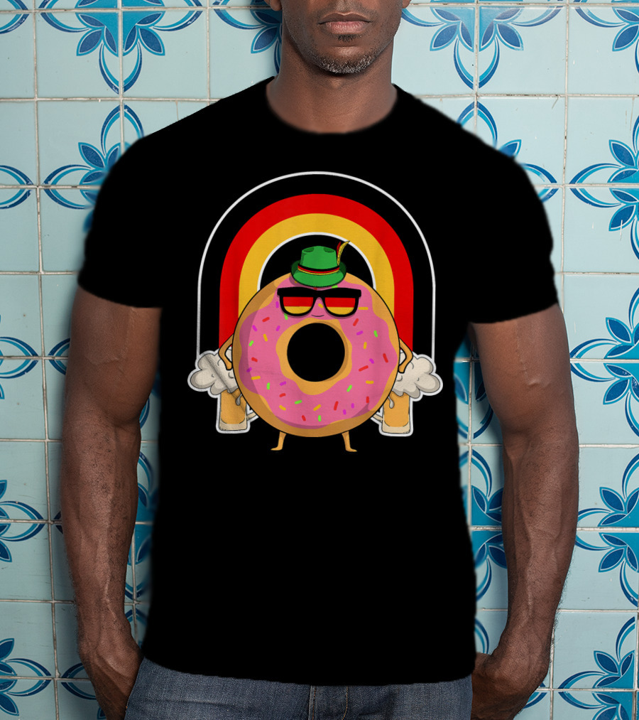 Donuts Beer Oktoberfest Prost German Fla Bavarian Rainbow Hat Party T-Shirt