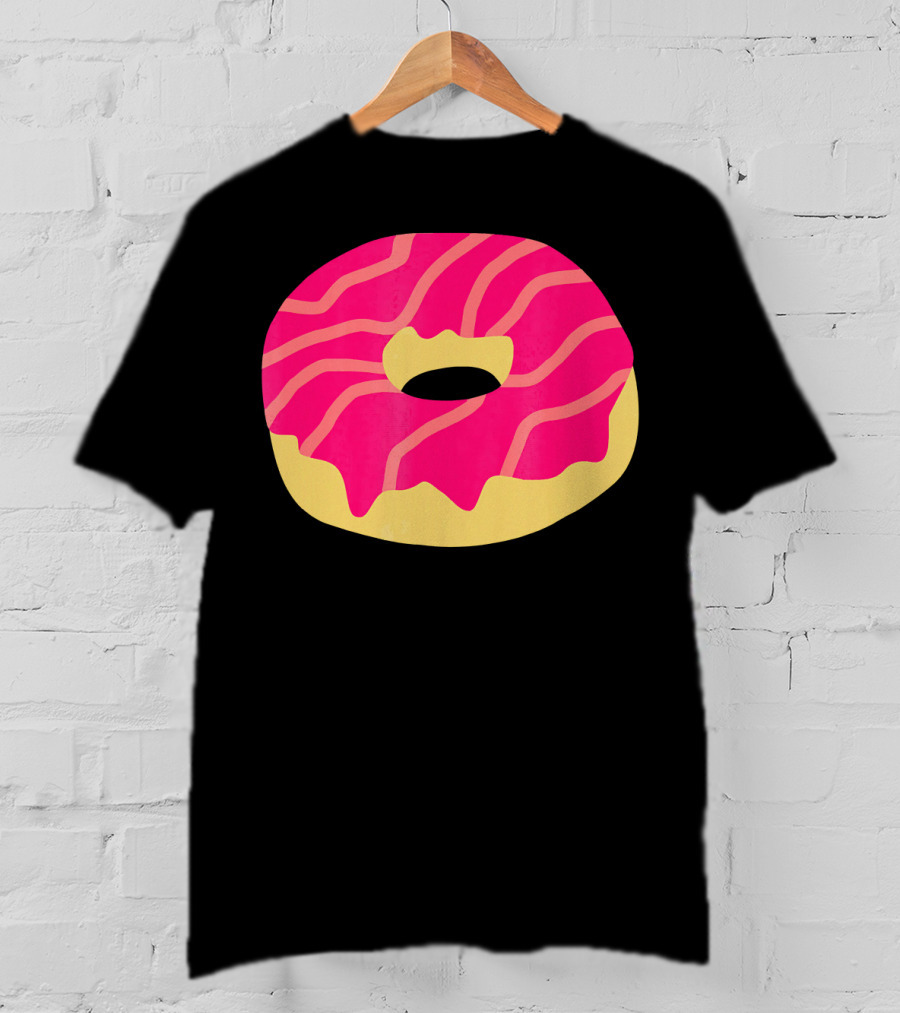 Donut With Pink Glaze And Vibrant Stripes T-Shirt