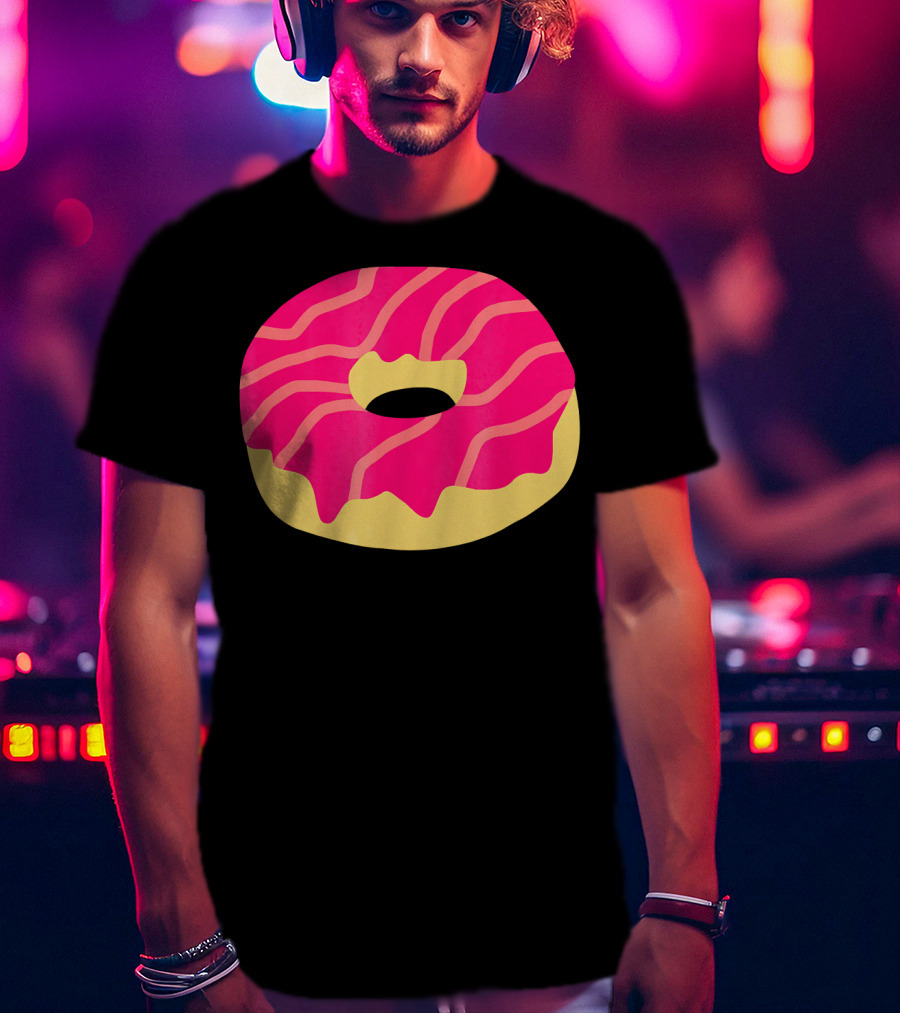 Donut With Pink Glaze And Vibrant Stripes T-Shirt