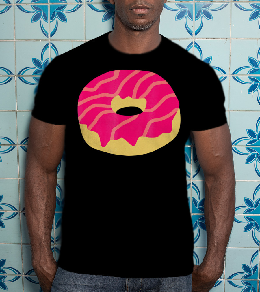 Donut With Pink Glaze And Vibrant Stripes T-Shirt