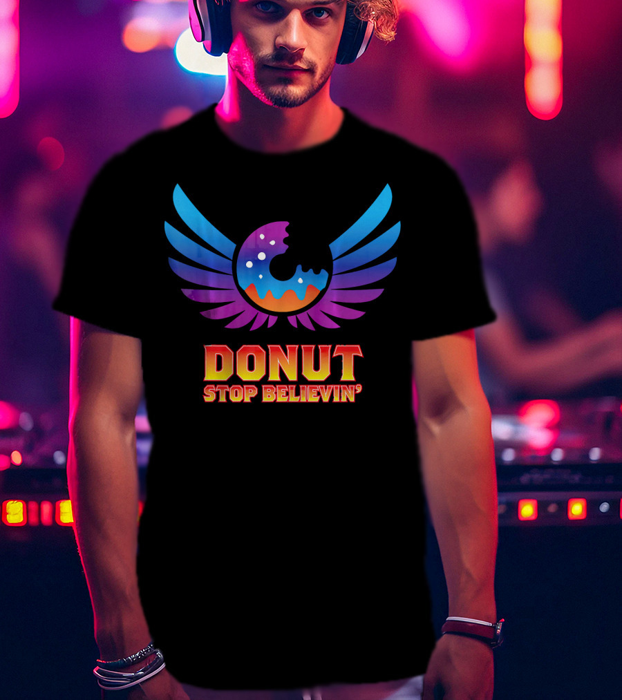 Donut Stop Believin' Colorful Winged T-Shirt