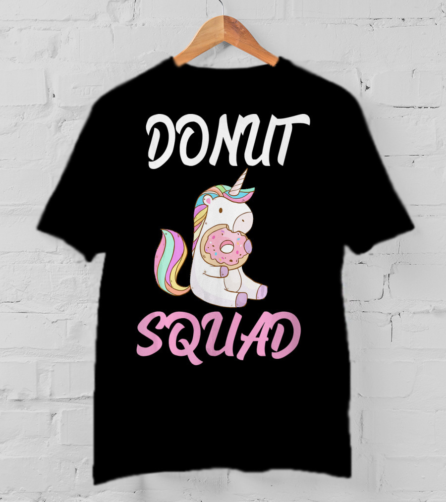 Donut Squad Unicorn Holding Donut With Cute Expression T-Shirt