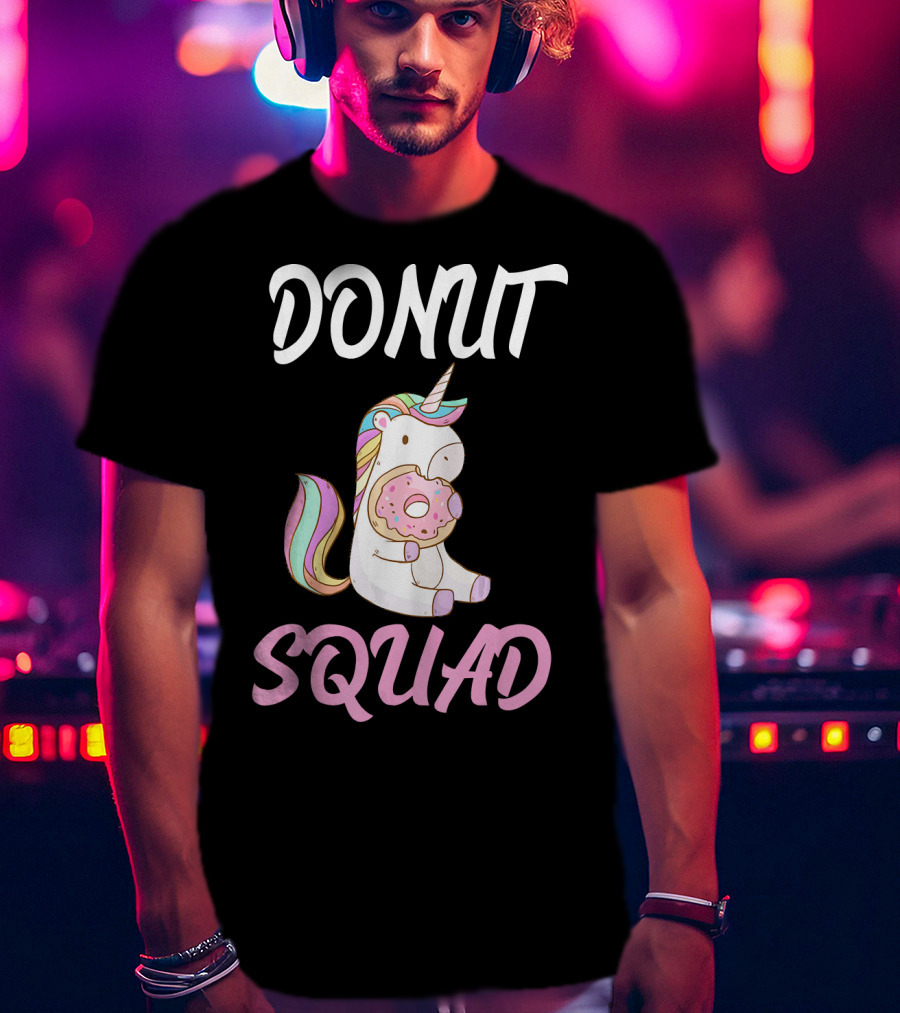 Donut Squad Unicorn Holding Donut With Cute Expression T-Shirt