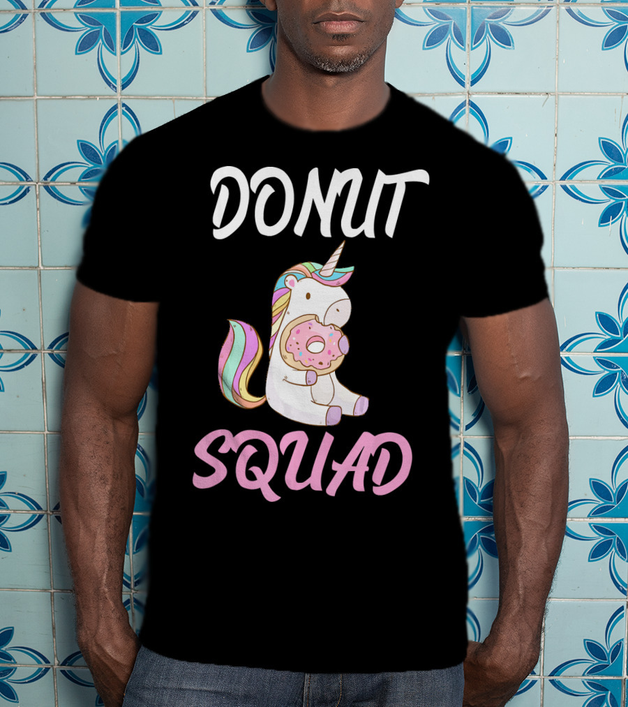 Donut Squad Unicorn Holding Donut With Cute Expression T-Shirt