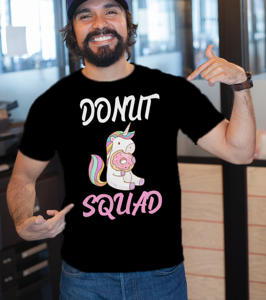 Donut Squad Unicorn Holding Donut With Cute Expression T-Shirt