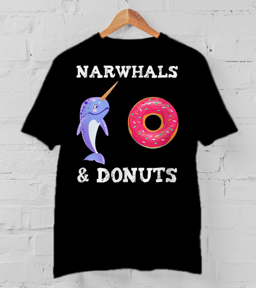 Narwhals And Donuts Funny Doughnut Combo T-Shirt