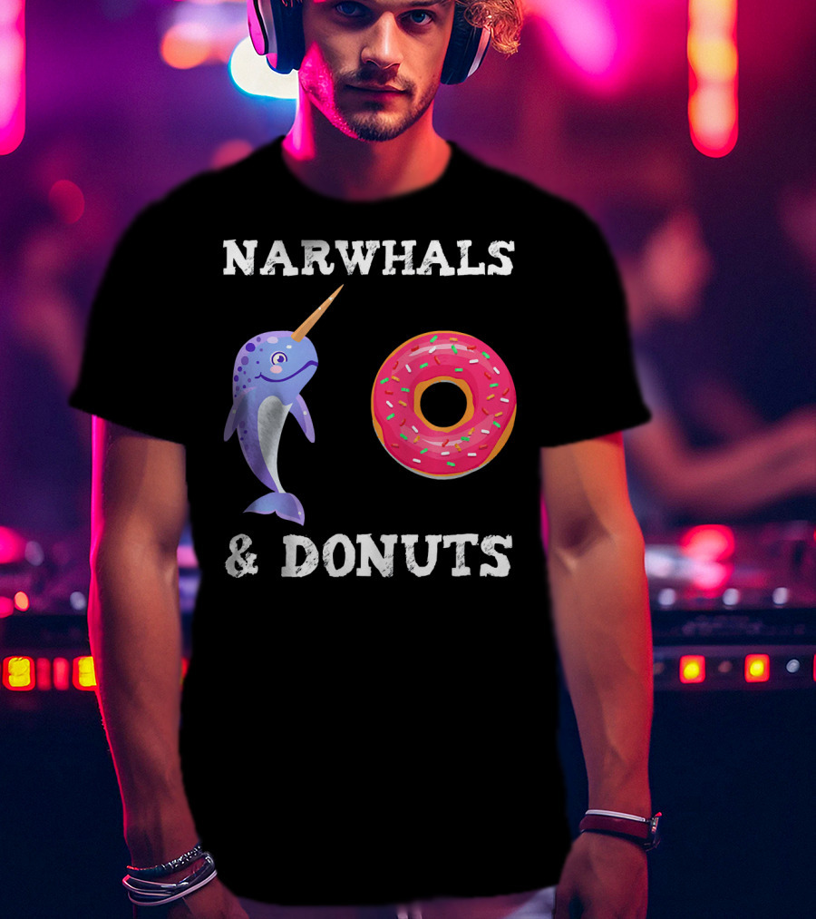 Narwhals And Donuts Funny Doughnut Combo T-Shirt