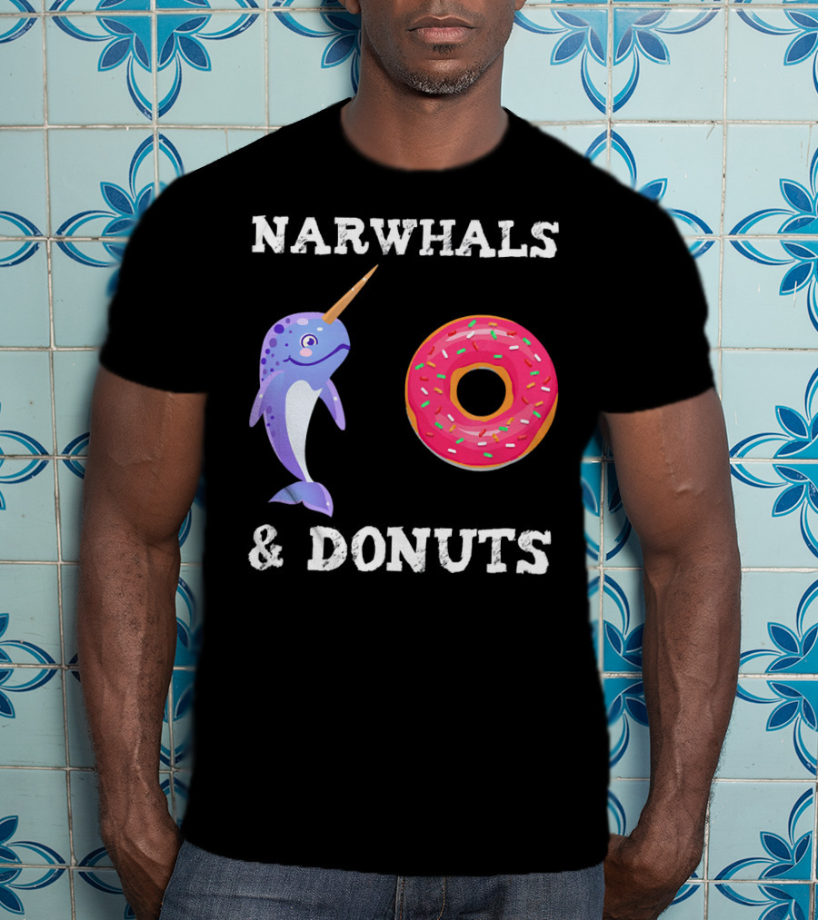 Narwhals And Donuts Funny Doughnut Combo T-Shirt