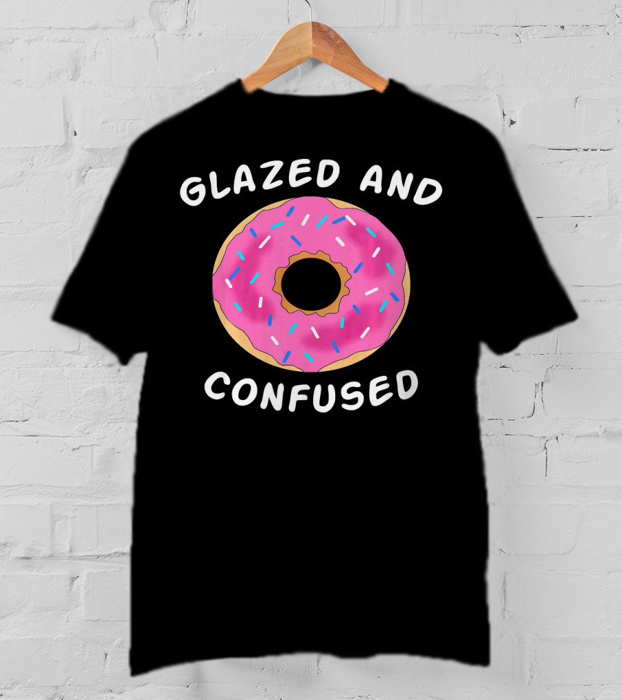 Glazed And Confused Donut Lover Pink Sprinkle Doughnut T-Shirt