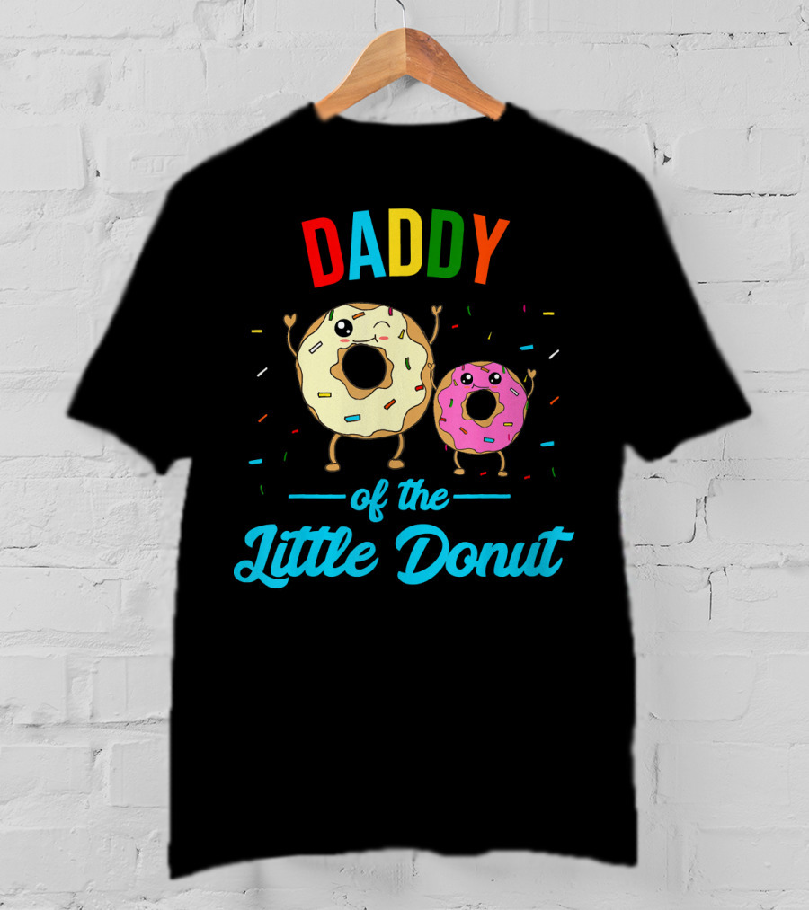 Mens Daddy Of The Little Donut Cute Colorful Sprinkles Character Duo T-Shirt