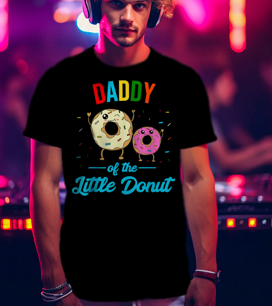Mens Daddy Of The Little Donut Cute Colorful Sprinkles Character Duo T-Shirt