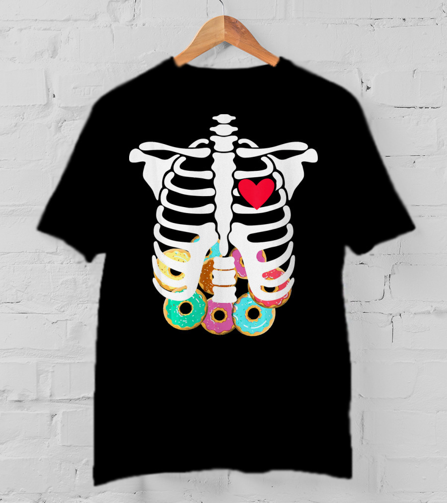 Rib Cage Skeleton X Ray Donuts Heart T-Shirt