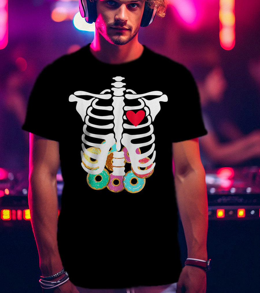 Rib Cage Skeleton X Ray Donuts Heart T-Shirt