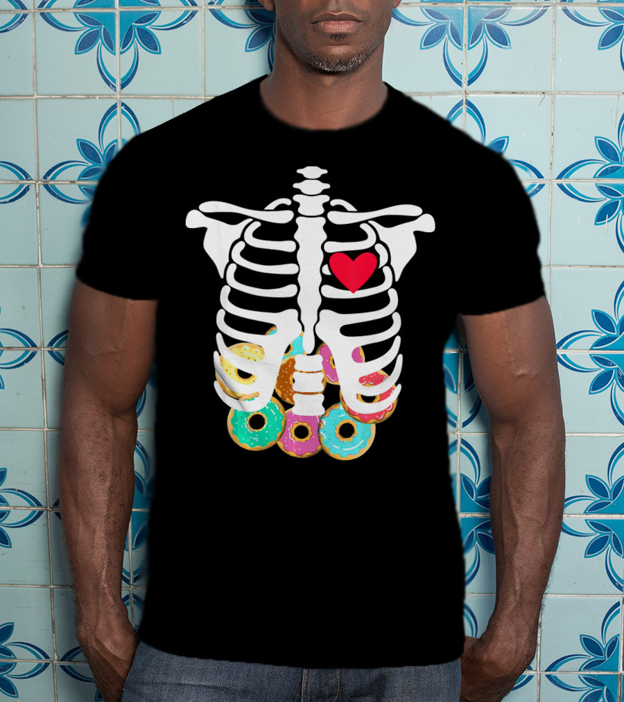 Rib Cage Skeleton X Ray Donuts Heart T-Shirt